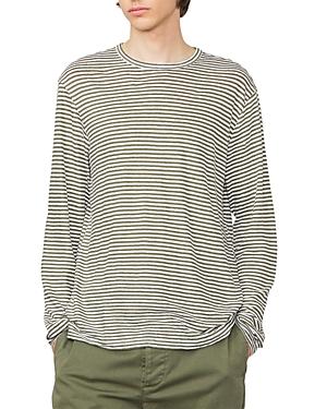 Officine Generale French Linen Long Sleeve Striped Tee