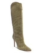 Schutz Women's Maryana Pointed Toe Studded High Heel Tall Boots