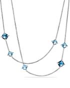 David Yurman Chatelaine Long Station Necklace With Hampton Blue Topaz, Blue Topaz And Diamonds
