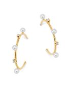 Zoe Chicco 14k Yellow Gold Cultured Freshwater Pearl & Diamond Hoop Earrings