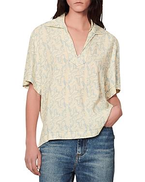 Sandro Siris Printed Collared Shirt