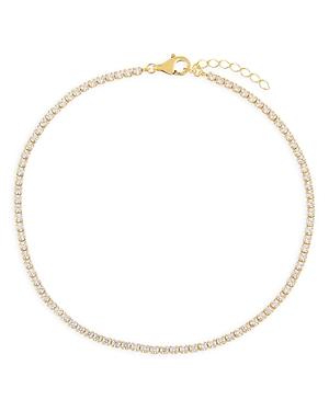 Adinas Jewels Cubic Zirconia Thin Tennis Ankle Bracelet In 14k Gold Plated Sterling Silver