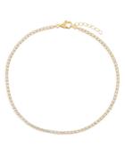 Adinas Jewels Cubic Zirconia Thin Tennis Ankle Bracelet In 14k Gold Plated Sterling Silver