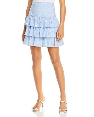 Milly Nadine Floral Embroidered Eyelet Ruffle Mini Skirt