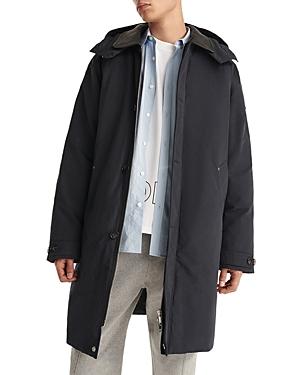 The Kooples Hooded Leather Collar Long Parka