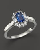 Blue Sapphire And Diamond Ring In 14k White Gold - 100% Exclusive