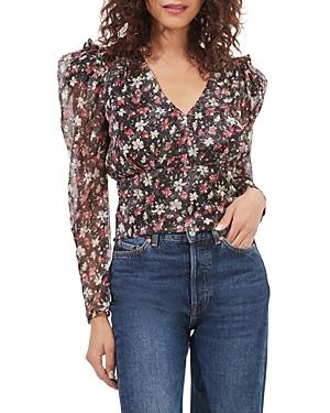 Astr The Label Beverly Printed Puff Sleeve Top