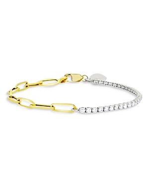 Meira T 14k White & Yellow Gold Diamond Half Tennis Bracelet