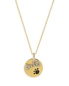 Bloomingdale's Diamond Dog Bone Disc Pendant Necklace In 14k White & Yellow Gold, 0.09 Ct. T.w. - 100% Exclusive