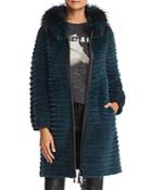 Maximilian Furs Hooded Beaver Fur Coat With Fox & Mink Fur Trim- 100% Exclusive