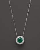 Emerald And Diamond Pendant In 14k White Gold - 100% Exclusive