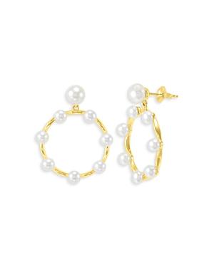 Bloomingdale's Freshwater Button Pearl Circle Drop Earrings In 14k Yellow Gold - 100% Exclusive