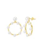 Bloomingdale's Freshwater Button Pearl Circle Drop Earrings In 14k Yellow Gold - 100% Exclusive