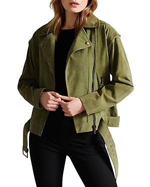 Ted Baker Louiey Perforated Suede Biker Jacket