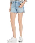 Mother Rascal High-rise Slit Frayed Denim Shorts In Drinking By The Pool