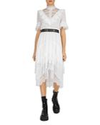 The Kooples Belted Lace Illusion Dress
