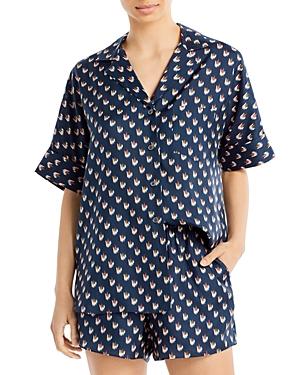 Theory Ralfinn Floral Ikat Print Silk Camp Shirt