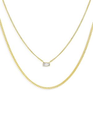 Adinas Jewels Double Curb Chain Baguette Necklace, 15.75