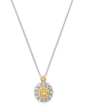 Bloomingdale's Oval Yellow & White Diamond Necklace In 18k Yellow & White Gold, 17 - 100% Exclusive