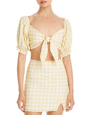 Charlie Holiday Ivy Gingham Tie Top