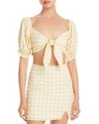 Charlie Holiday Ivy Gingham Tie Top