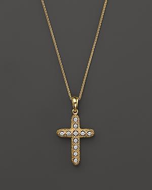 Diamond Milgrain Cross Pendant Necklace In 14k Yellow Gold, .14 Ct. T.w. - 100% Exclusive