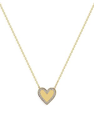 Zoe Chicco 14k Yellow Gold Feel The Love Diamond Heart Border Pendant Necklace, 14-16