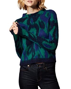 Karen Millen Brushed Leopard Jacquard Cropped Sweater