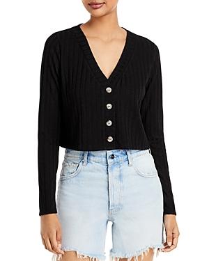 Aqua Cropped Ribbed Knit Cardigan - 100% Exclusive