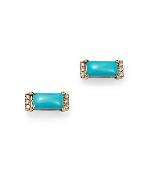 Bloomingdale's Turquoise & Diamond Accent Bar Stud Earrings In 14k Yellow Gold - 100% Exclusive