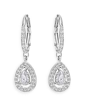 Swarovski Angelic Pear Shape Crystal Halo Drop Earrings In Silver Tone