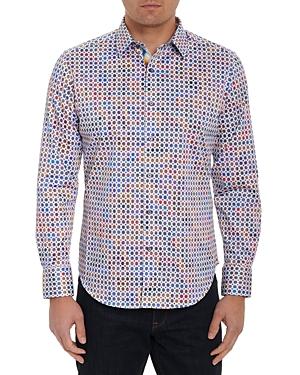 Robert Graham Merrimack Cotton Blend Mosaic Tile Print Classic Fit Button Down Shirt