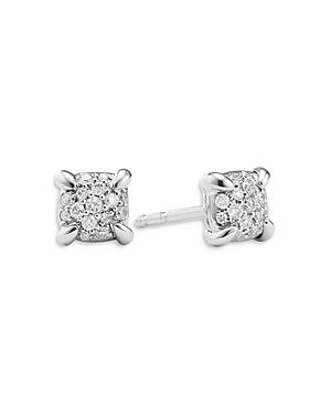 David Yurman 18k White Gold Precious Chatelaine Diamond Cluster Stud Earrings