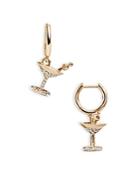 Baublebar Down And Dirty Pave Martini Charm Hoop Earrings In Gold Tone