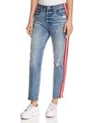 Pistola Nico Striped Distressed Straight-leg Jeans In Racer