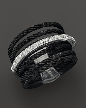 Charriol Celtic Noir Collection Nautical Cable Ring, .09 Ct. T.w.