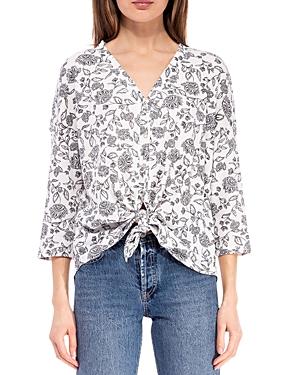 B Collection By Bobeau Printed Tie Hem Top