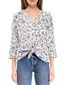 B Collection By Bobeau Printed Tie Hem Top