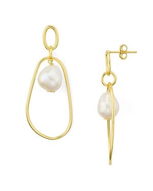Argento Vivo Cultured Freshwater Pearl Dangle Earrings In 18k Gold-plated Sterling Silver