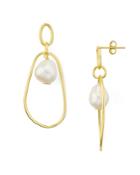 Argento Vivo Cultured Freshwater Pearl Dangle Earrings In 18k Gold-plated Sterling Silver