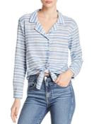 Bella Dahl Embroidered Striped Tie-front Shirt