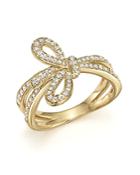 Diamond Bow Ring In 14k Yellow Gold, .45 Ct. T.w.
