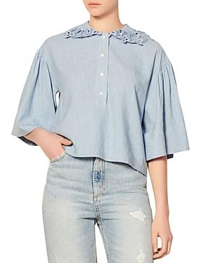 Sandro Thibaut Guipure Lace Collar Shirt