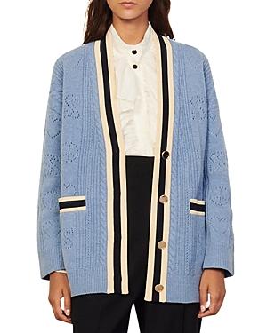 Sandro Erwan Wool Pointelle Cardigan