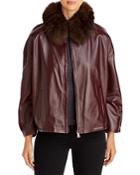 Maximilian Furs Fur Collar Leather Jacket - 100% Exclusive