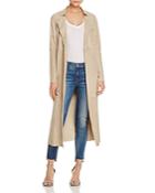 Linea Pelle Open Front Paneled Suede Trench