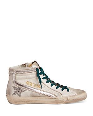 Golden Goose Women's Slide Snakeskin Embossed Leather High Top Sneakers