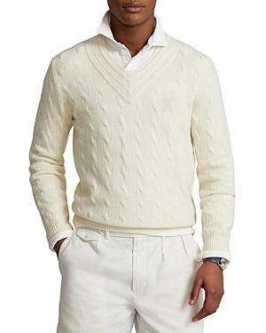 Polo Ralph Lauren Cashmere Cable Knit Regular Fit V Neck Cricket Sweater