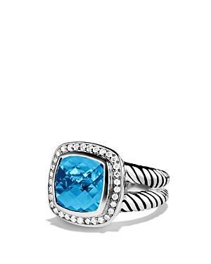 David Yurman Albion Ring With Blue Topaz & Diamonds