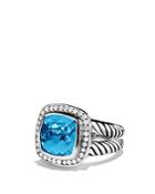 David Yurman Albion Ring With Blue Topaz & Diamonds